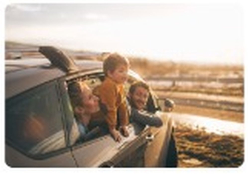 Family travelling by car